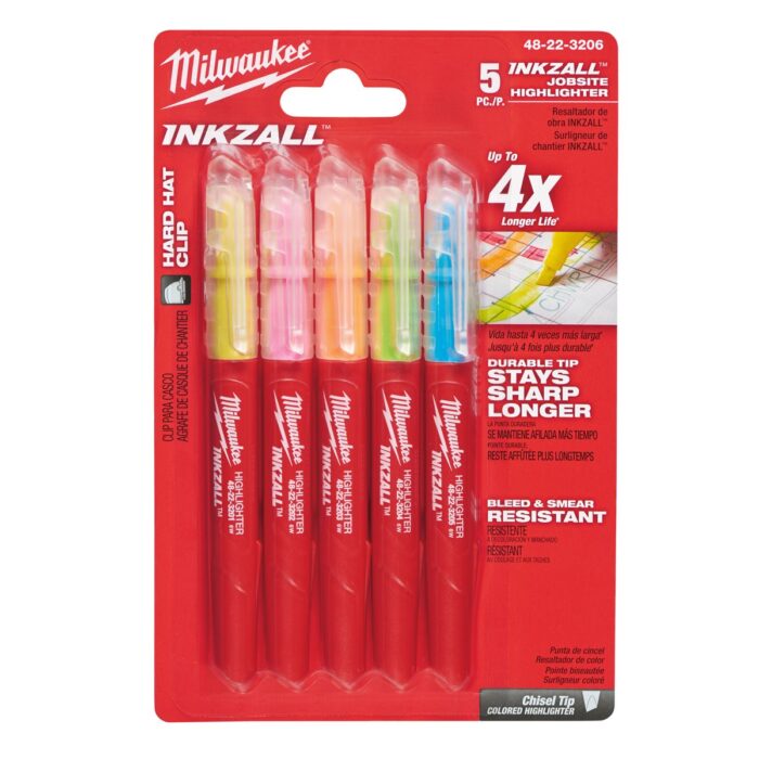 Marcador fluorescente colores - 5uds Milwaukee