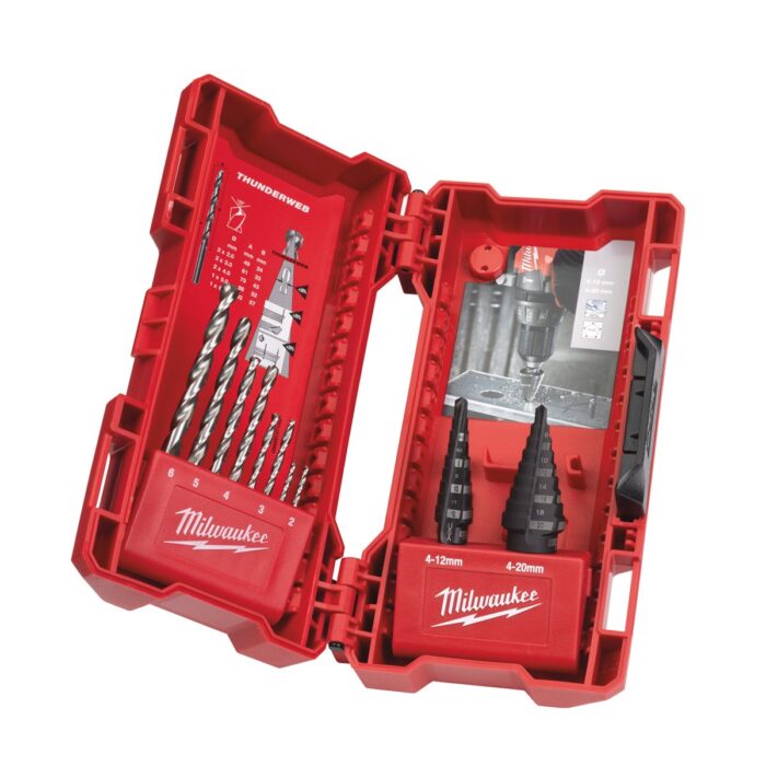 Estuche de 10 piezas brocas metal + escalon Milwaukee