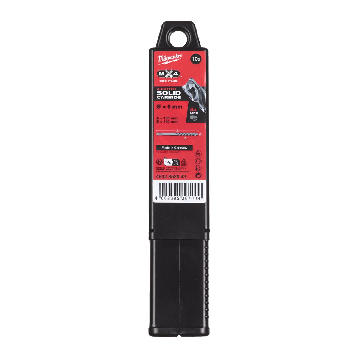 Broca SDS-Plus MX4 6x165 - 10uds Milwaukee