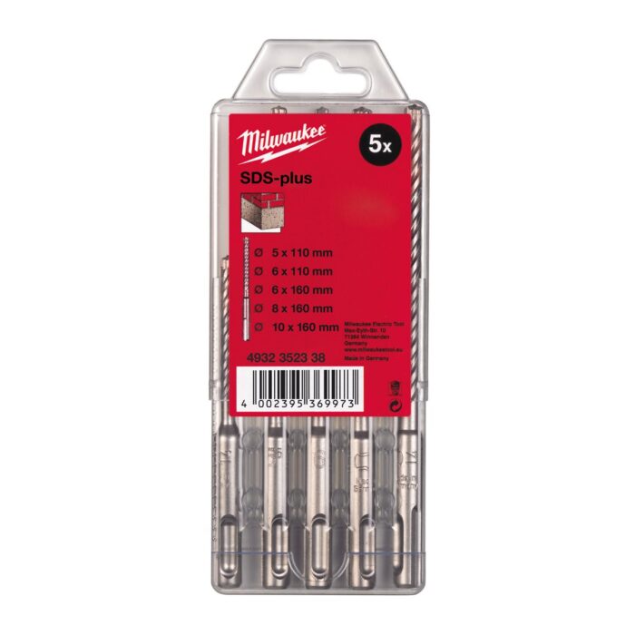 Estuche de plástico de 5 brocas SDS-Plus M2 Milwaukee
