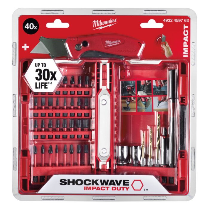 Estuche de 40 accesorios + cuchilla Milwaukee