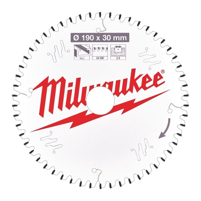 Disco Sierra Circular para aluminio 190x30x2,4x54 TF Milwaukee
