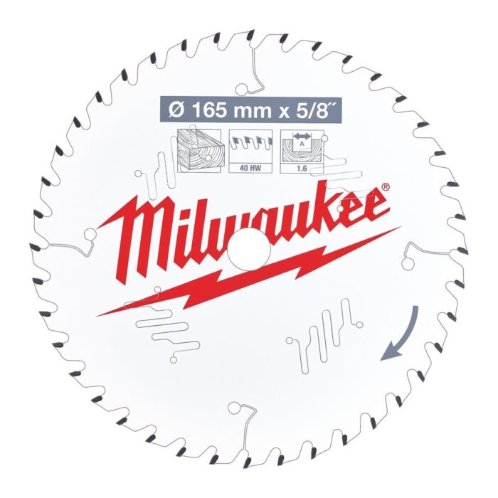 Disco Sierra Circular para madeira 165x5/8"x1,6x40 ATB Milwaukee