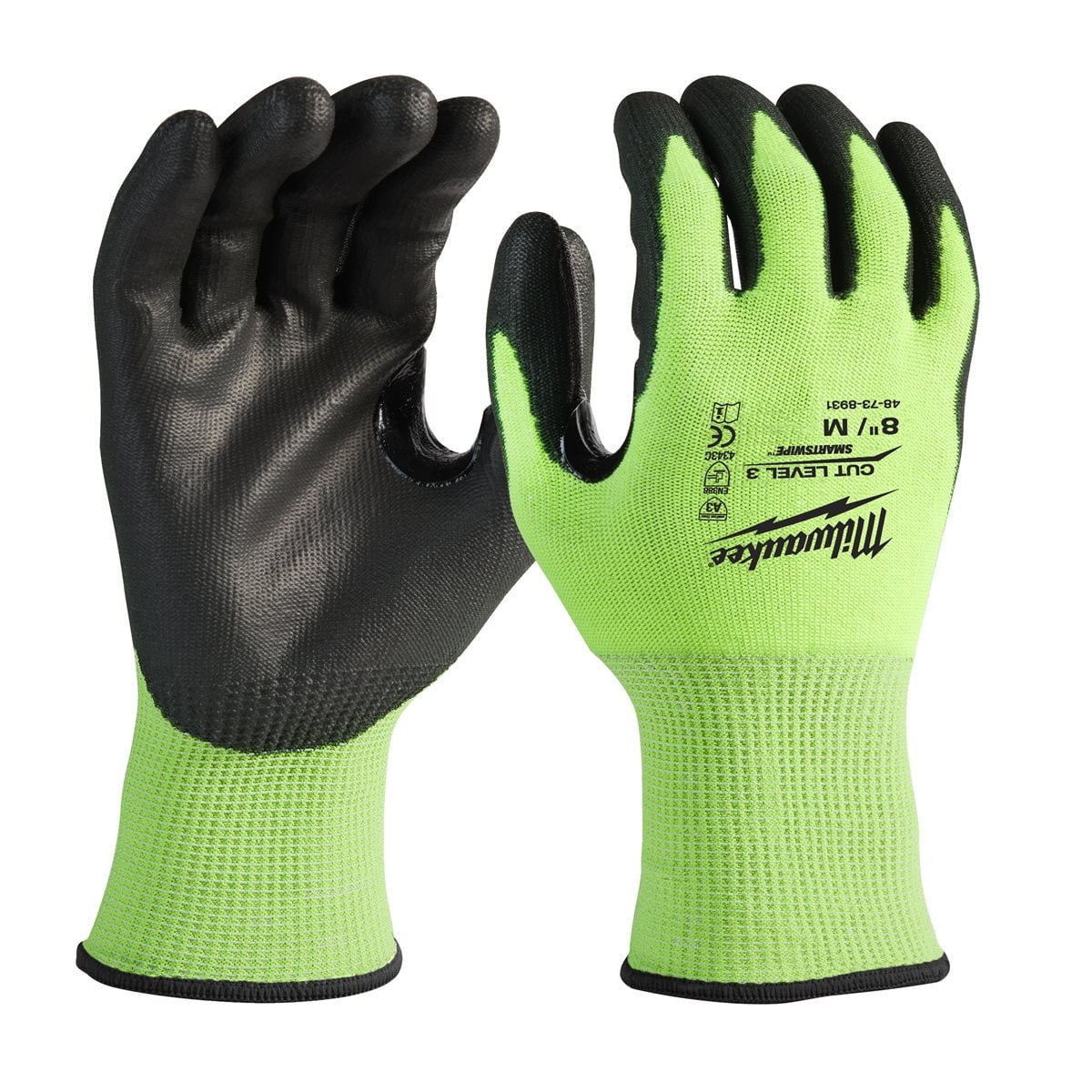 Guantes anticorte de poliuretano de alta visibilidad nivel C - M / 8 -1 par Milwaukee