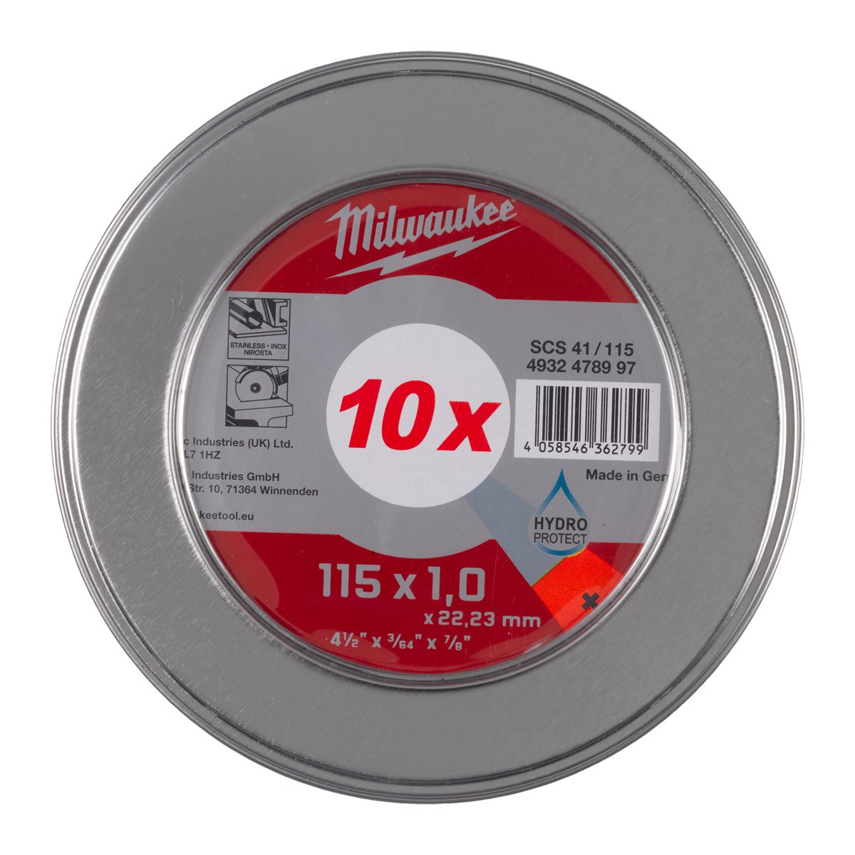Caja metálica de 10 discos PRO+ 1mm - SCS 41 / 115mm Milwaukee