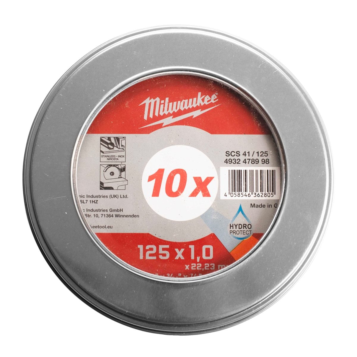 Caja metálica de 10 discos PRO+ 1mm - SCS 41 / 125mm Milwaukee