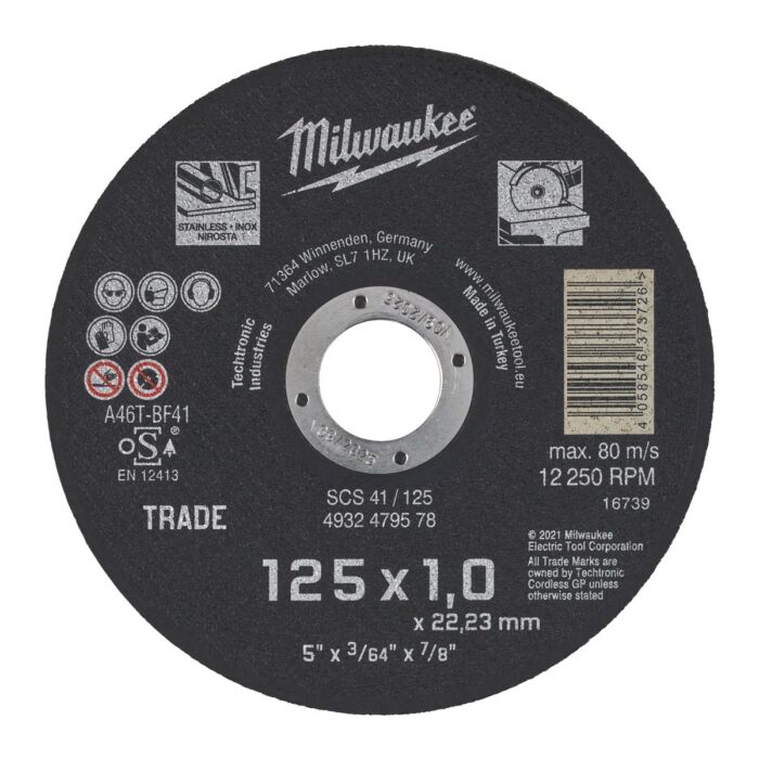 Disco contractor de 125x1mm. Milwaukee