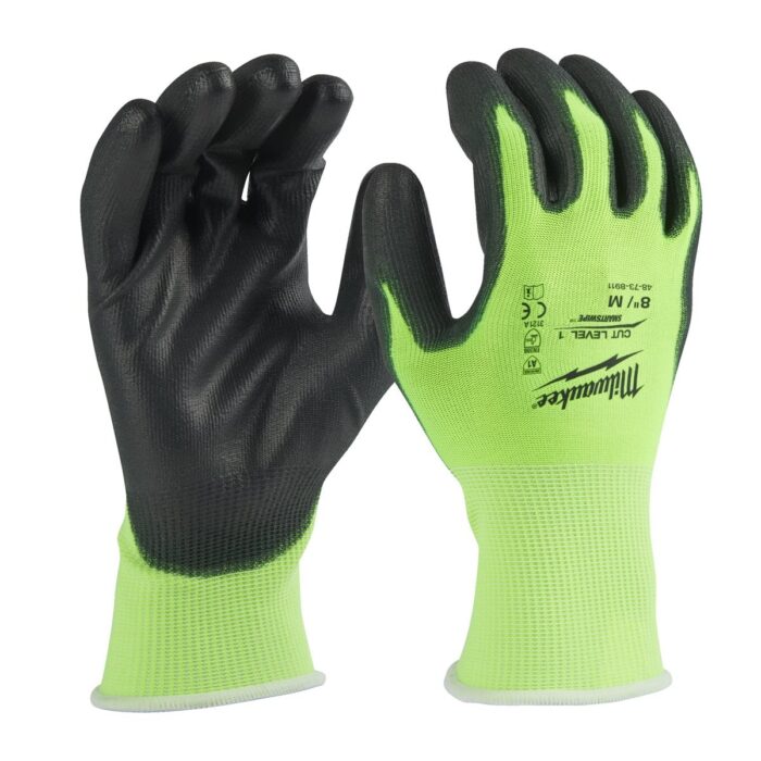 Guantes anticorte de poliuretano de alta visibilidad nivel A - M / 8 -1 par Milwaukee
