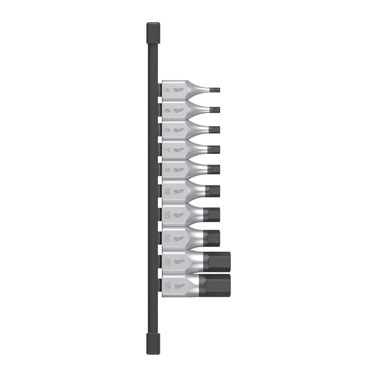 Juego de 10 vasos destornilladores de 1/2" hex. Milwaukee