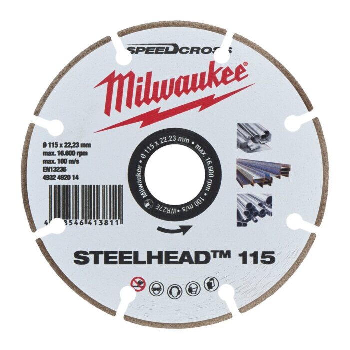 Disco diamante SPEEDCROSS Acero y acero inox. - STEELHEAD 115mm Milwaukee