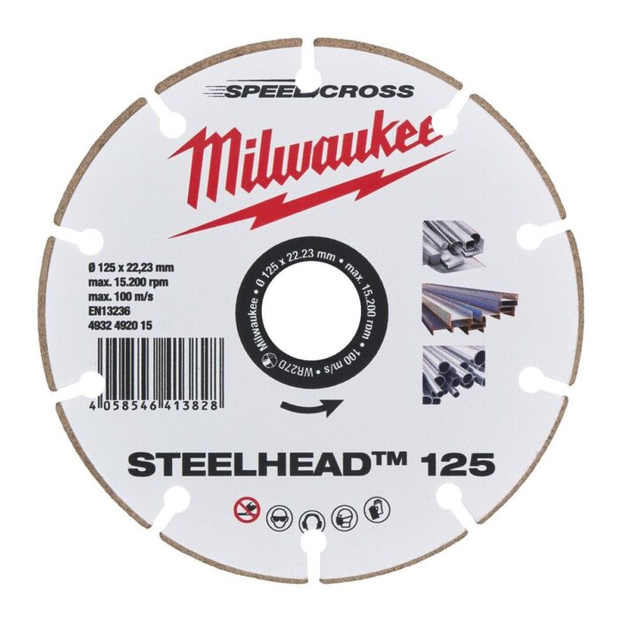 Disco diamante SPEEDCROSS Acero y acero inox. - STEELHEAD 125mm Milwaukee