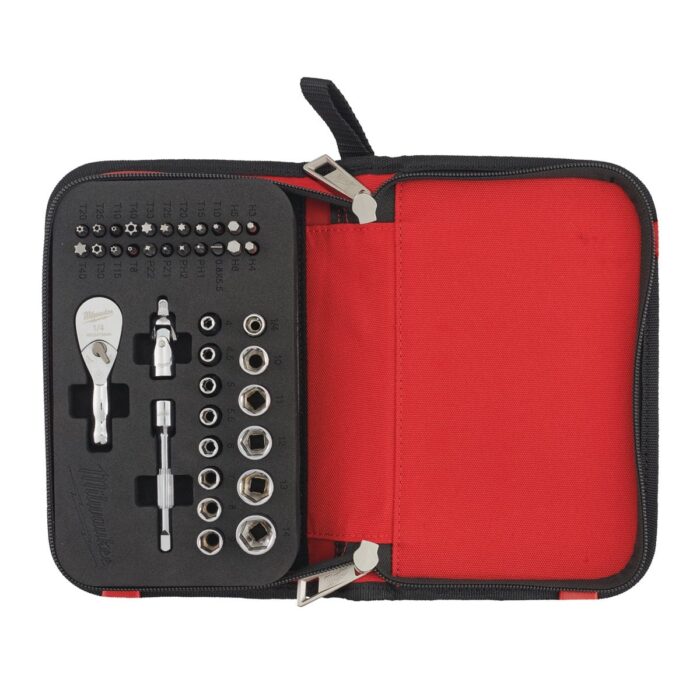 Juego compacto de carraca de 1/4" con accesorios Milwaukee