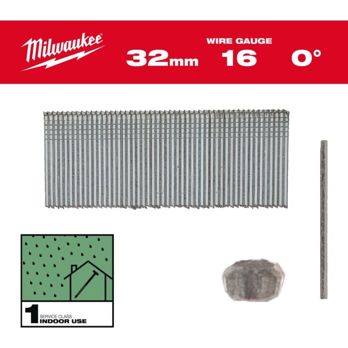 Clavos 16G 0° 25mm - 5.000uds Milwaukee