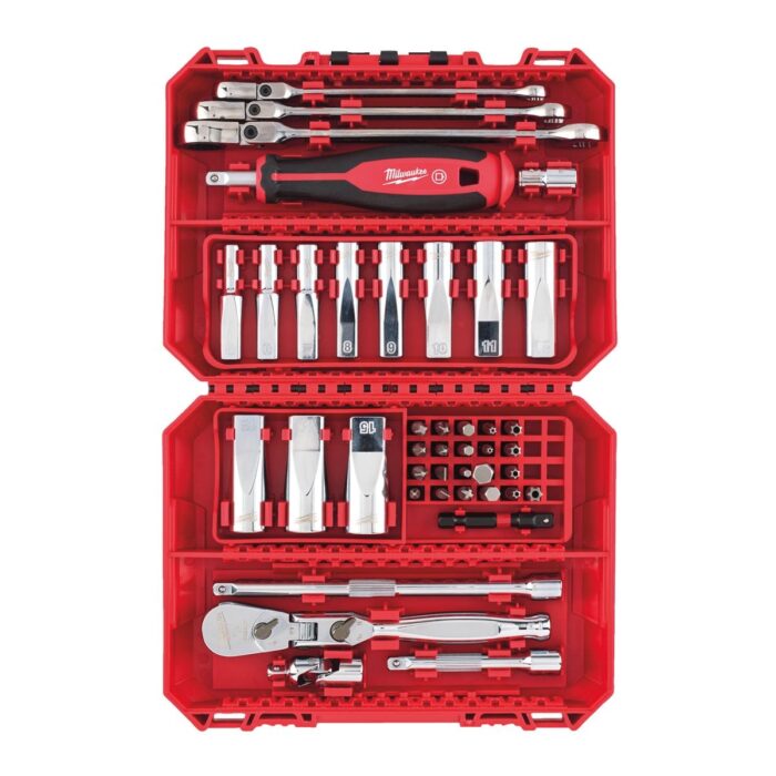 Juego de 42 piezas con vasos de 1/4" y llaves combinadas compatible con PACKOUT™ Milwaukee