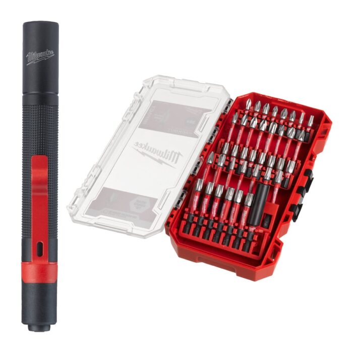 Promo kit estuche 38 pc + linterna ipl Milwaukee