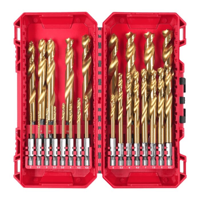 Estuche de 25 brocas RED HEX Shockwave™ HSS-G Tin - ajusta a Packout™ Milwaukee