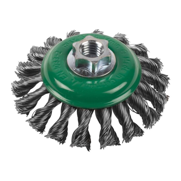 Cepillo Alambre cónico trenzado M14 100x12 acero INOX. 0,5mm Milwaukee