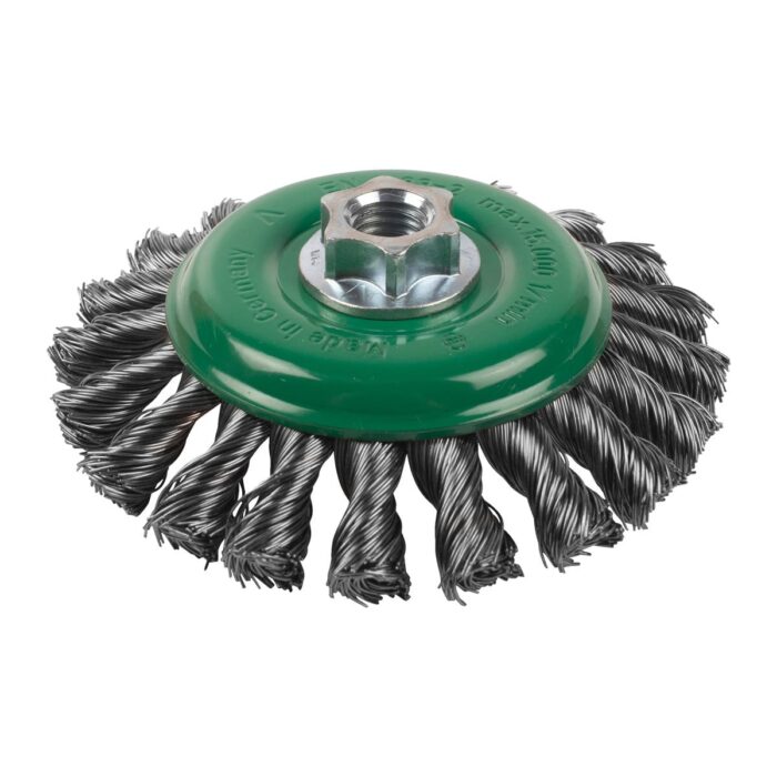 Cepillo Alambre cónico trenzado M14 115x12 acero INOX. 0,5mm Milwaukee