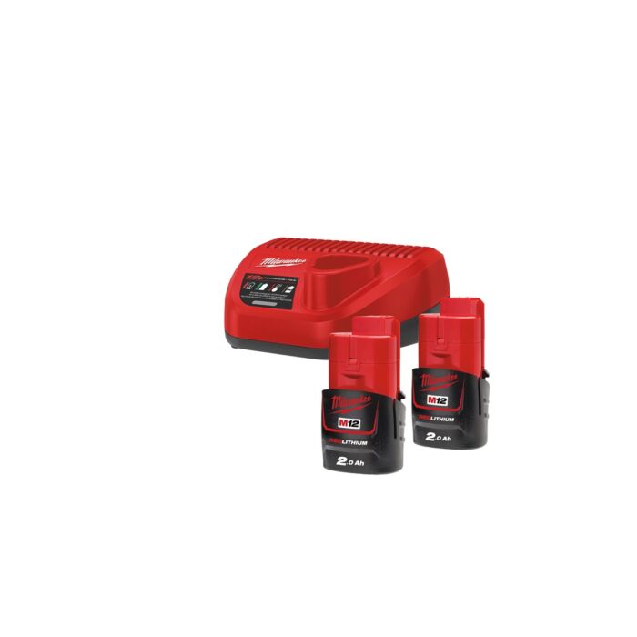 Kit 2 baterías M12B2 + cargador C12C M12NRG-202 Milwaukee