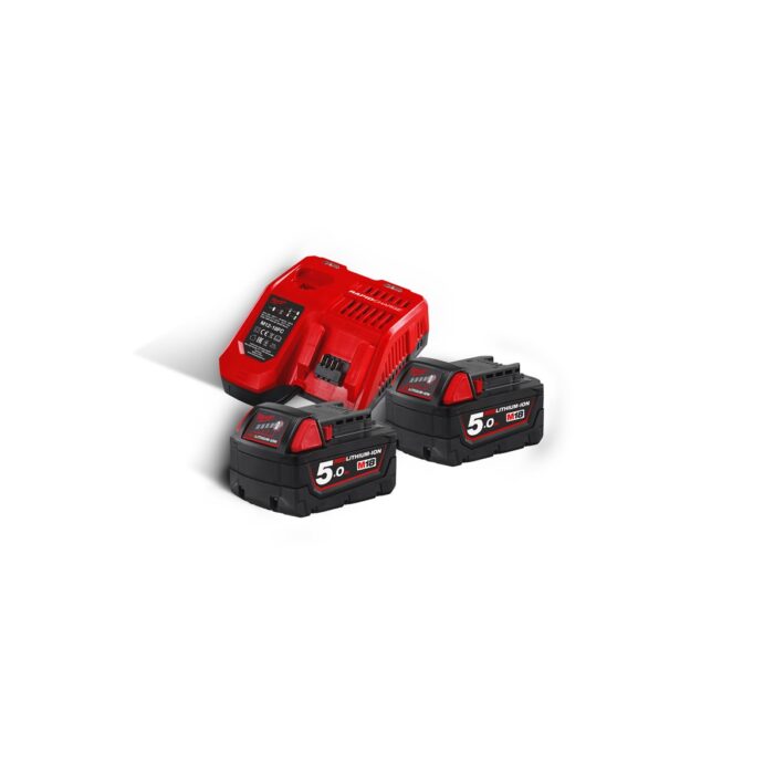 Kit 2 baterías M18B5 + cargador rápido M12-18FC M18 NRG-502 Milwaukee