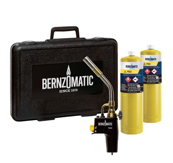 Maletín Bernzomatic TS8000CF con soplete TS8000 y 2 botellas MAP-Pro