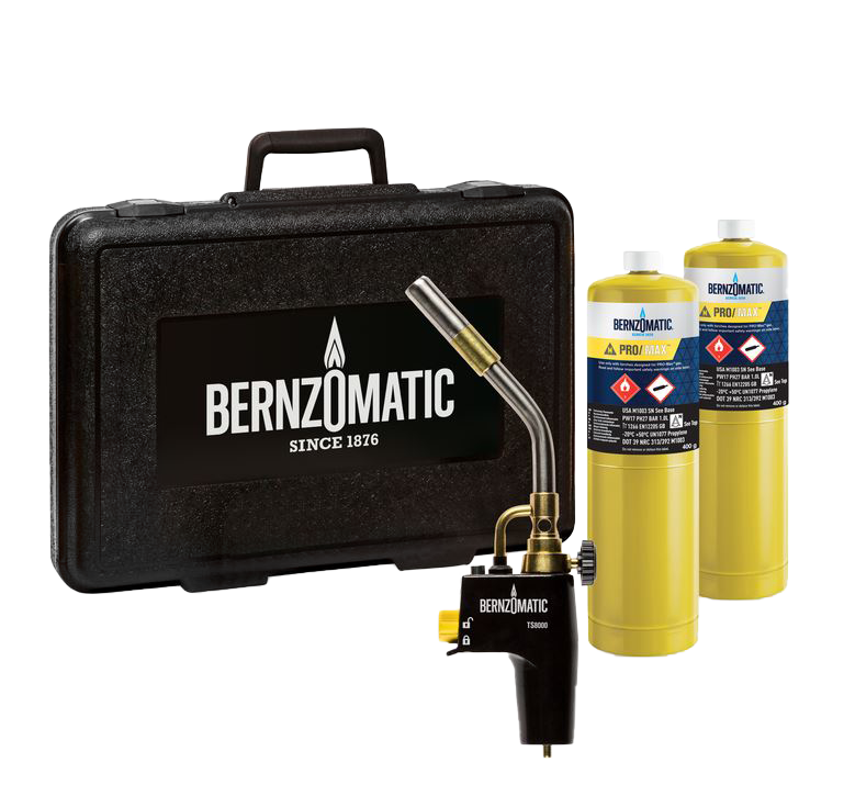 Maletín Bernzomatic TS8000CF con soplete TS8000 y 2 botellas MAP-Pro