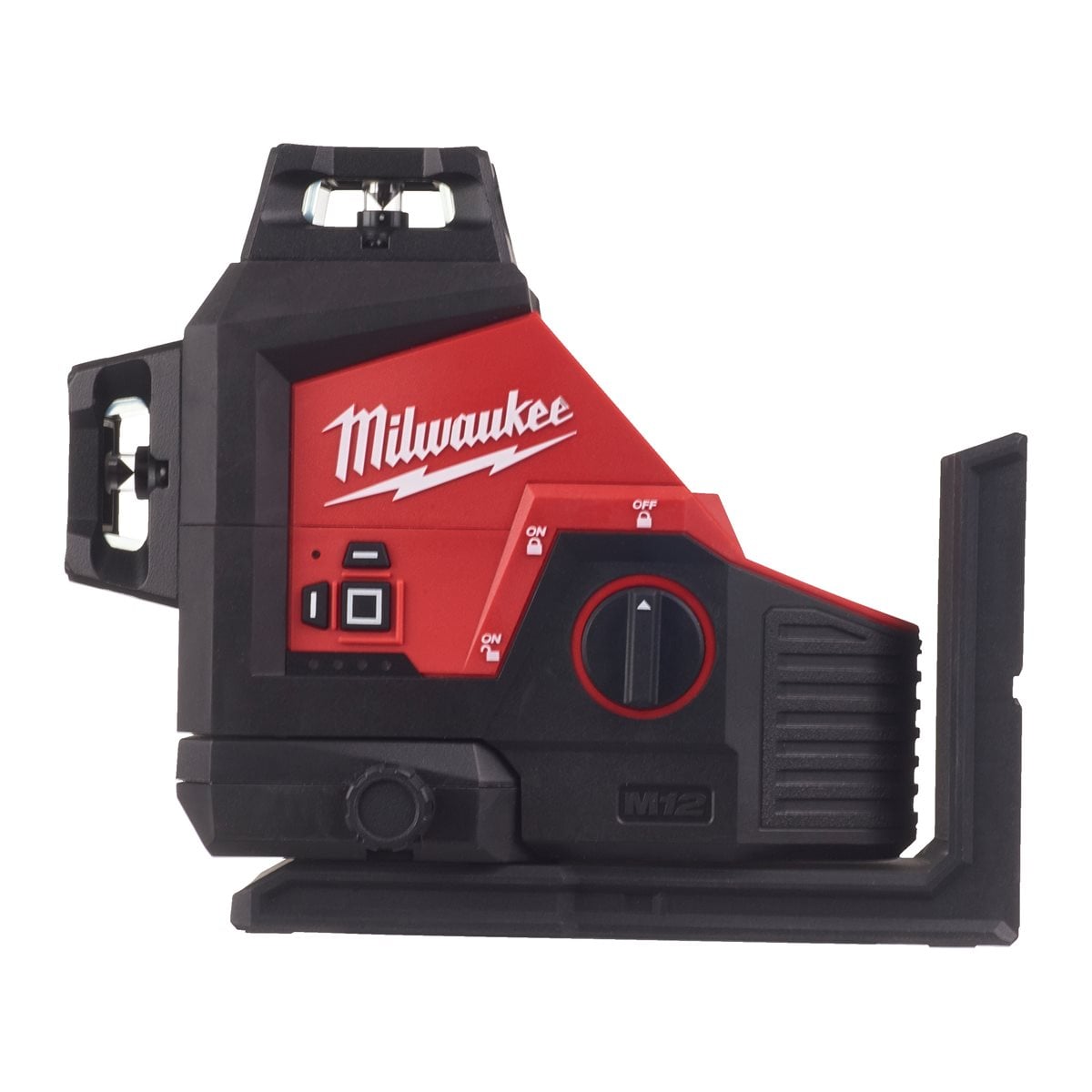Nivel láser de 3 líneas M12™, verde, ajuste fino, 330° de rotación, protección IP54. Incluye pinza para techos y tarjeta de alta visibilidad. Se suministra en versión cero, sin baterías ni cargador, en kitbox Milwaukee