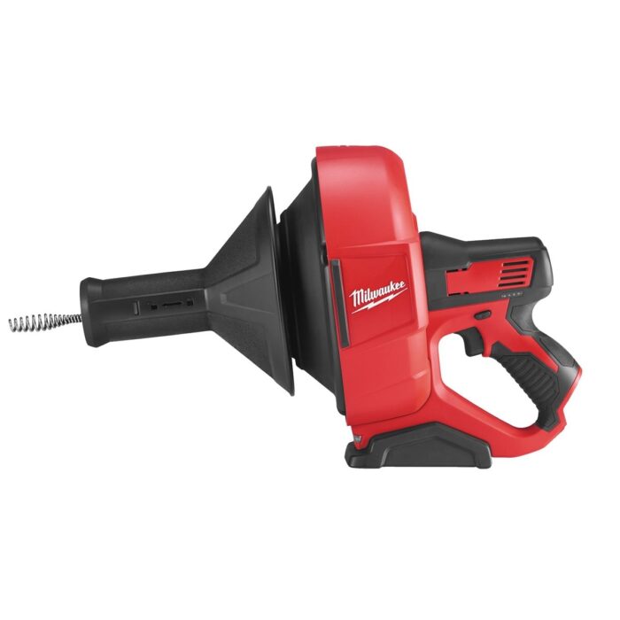 Desatascadora M12™, alimentación manual, espiral de 6mm, longitud del cable 7,6m, máximo diámetro de tubería 50mm. Se suministra en versión cero, sin baterías ni cargador, en cubo de transporte Milwaukee