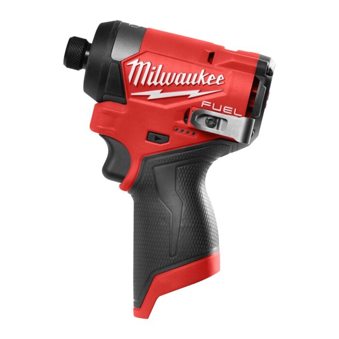 Atornillador de impacto subcompacto M12 FUEL™, recepción 1/4" hex, 4 modos, par máximo 170Nm, iluminación LED sin sombras, soporte para puntas. Se suministra en versión cero, sin baterías ni cargador Milwaukee