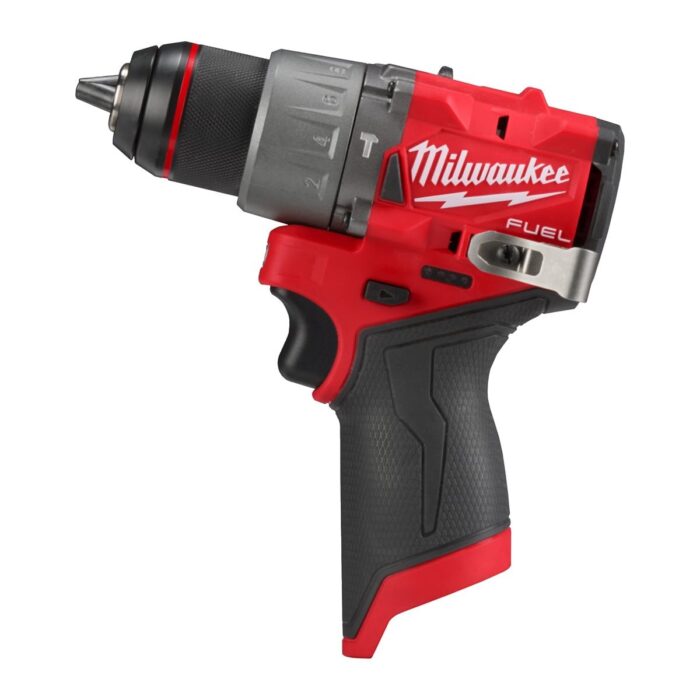 Taladro percutor subcompacto M12 FUEL™, 2 velocidades, par máximo 45Nm, portabrocas metálico 13mm, embrague mecánico. Se suministra en versión cero, sin baterías ni cargador Milwaukee