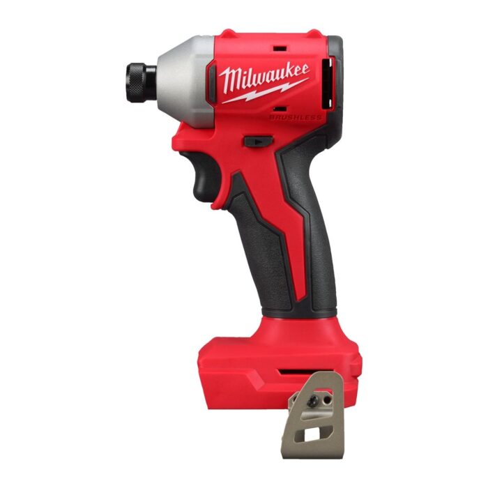 Atornillador de impacto compacto sin escobillas M18™, recepción 1/4" hex, par máximo 190Nm, longitud total 114mm. Se suministra en versión cero, sin baterías ni cargador Milwaukee