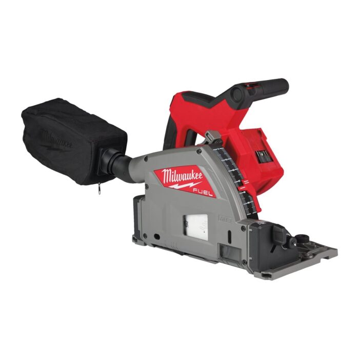 Sierra de incisión M18 FUEL™, diámetro del disco 165mm, máxima profundidad de corte 59mm (54mm con carril guía), 2.500-5.600rpm, capacidad de bisel de -1° a 48°. Se suministra con 2 baterías HIGH OUTPUT™ M18HB5.5 y cargador rápido M12-18FC, en caja de herramientas XL PACKOUT™ Milwaukee