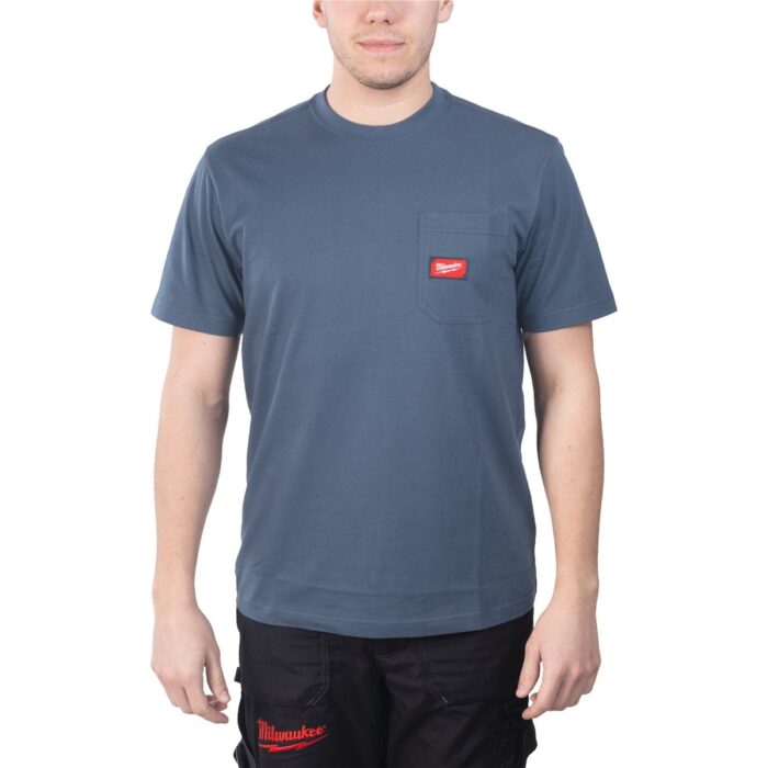 Camiseta de trabajo de manga corta, color azul, M Milwaukee