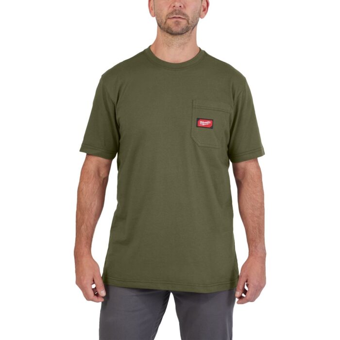 Camiseta de trabajo de manga corta, color verde, L Milwaukee